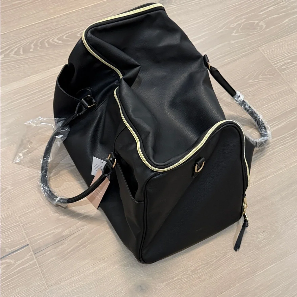 JustFab Black Baby Bag with Gold Accents